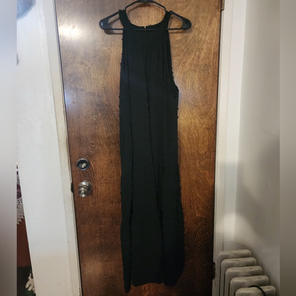 Black Swiss Dot Halter Dress Plus Size